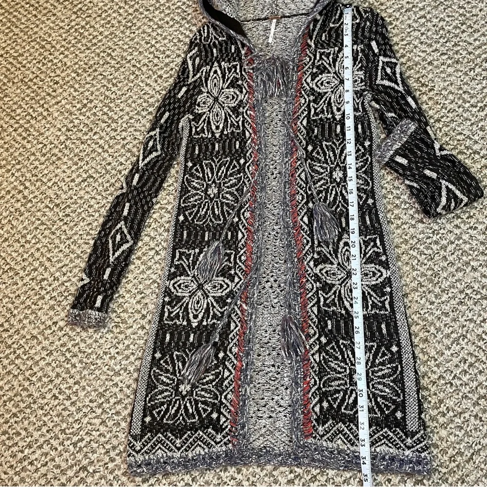 Free People Kai Open Front Pom Pom Tassel Tie Hooded Duster Cardigan - Picture 10 of 14